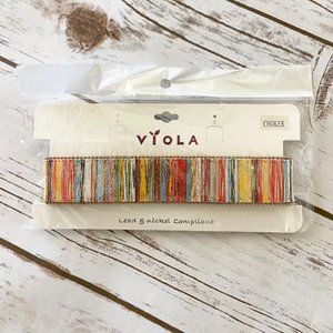 Viola Womens Metallic Multi-Color Wide Band Choker Necklace Fashion Jewelry Boho